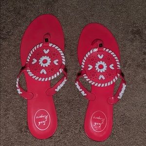 hot pink and white jack rogers